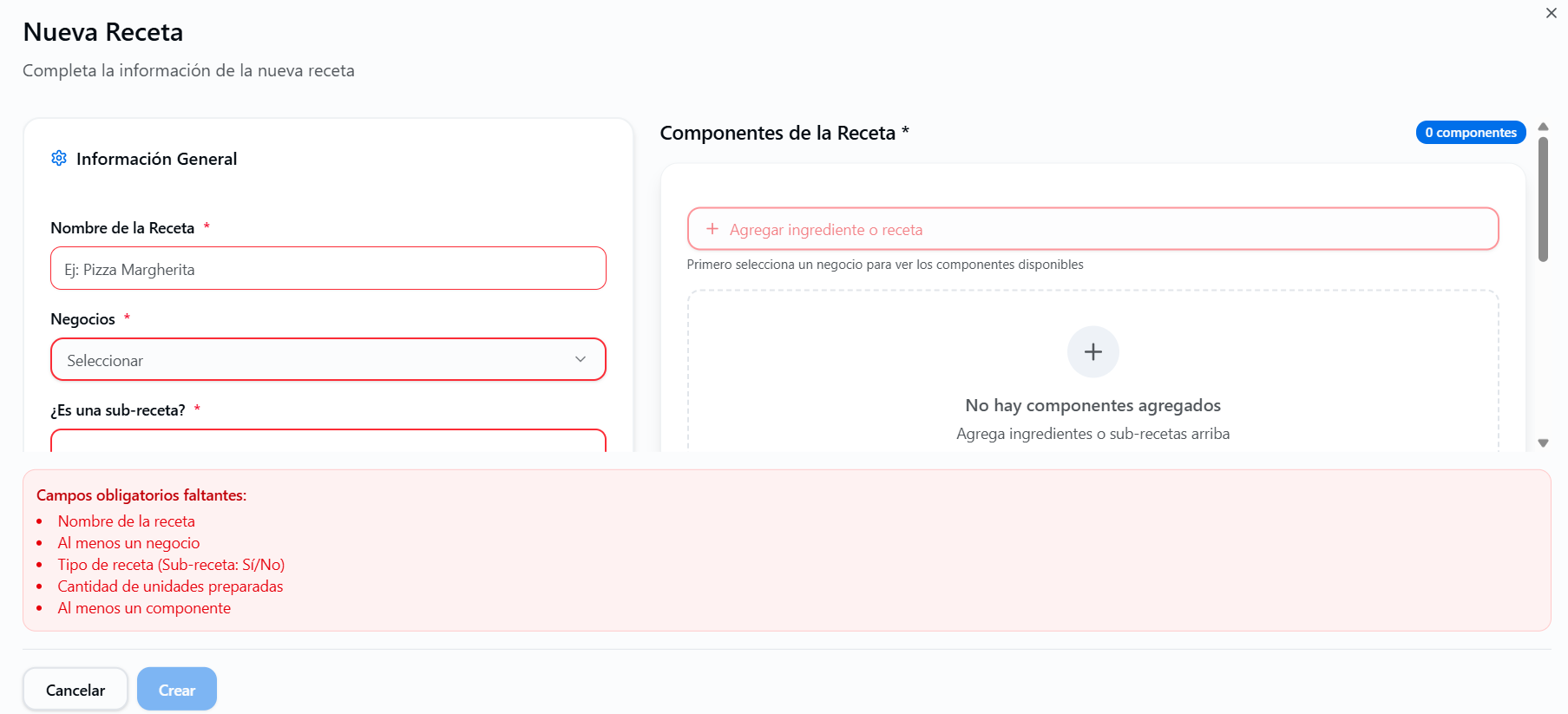 Crea recetas profesionales